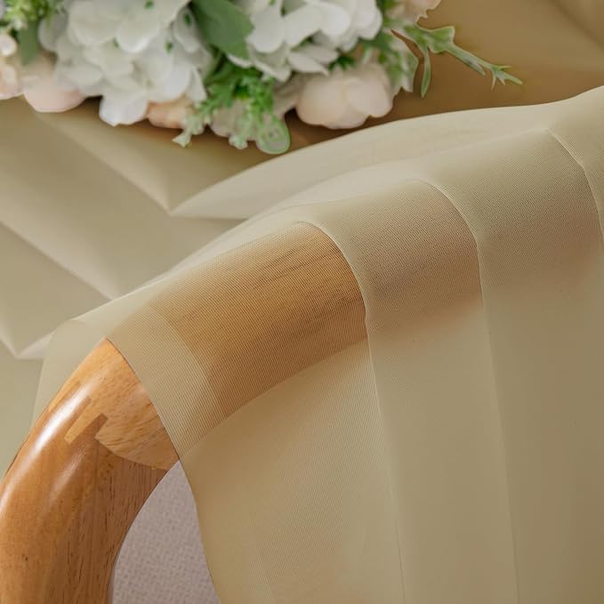 OWENIE Gold Sheer Curtains 78 Inch Length 2 Panels Set, Light Filtering Voile - Image 10