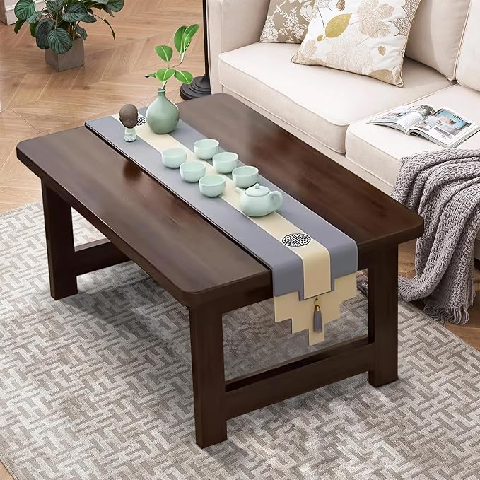 Japanese Floor Sitting Table, Folding Wood Tea Table Chabudai Japanese Coffee - Image 7