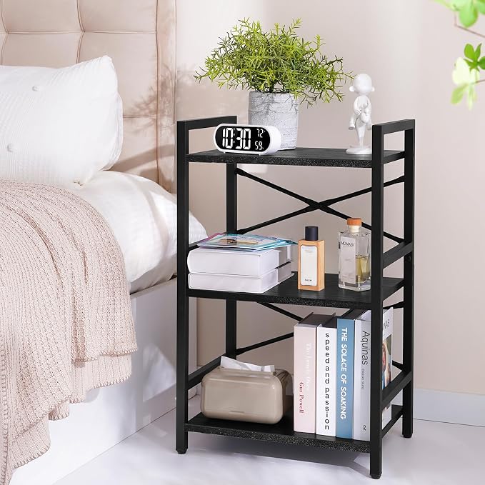 Yoobure Bookshelf Small Book Shelf, Solid Industrial 3 Tier Shelf Bookcase - Image 2