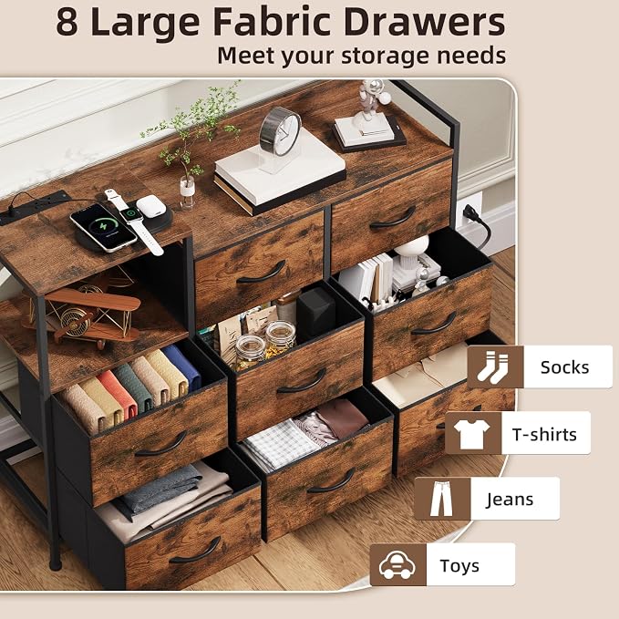 Somdot Dresser with Charging Station and Open Shelves, Dresser - Image 4