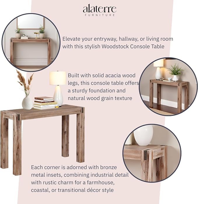 Alaterre Furniture Woodstock 40-Inch Console Table – Modern Farmhouse Entryway - Image 4