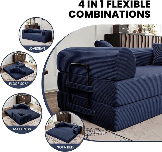 79'' Convertible Sleeper Sofa Bed, 5 in 1 Folding Floor Couch - Image 3