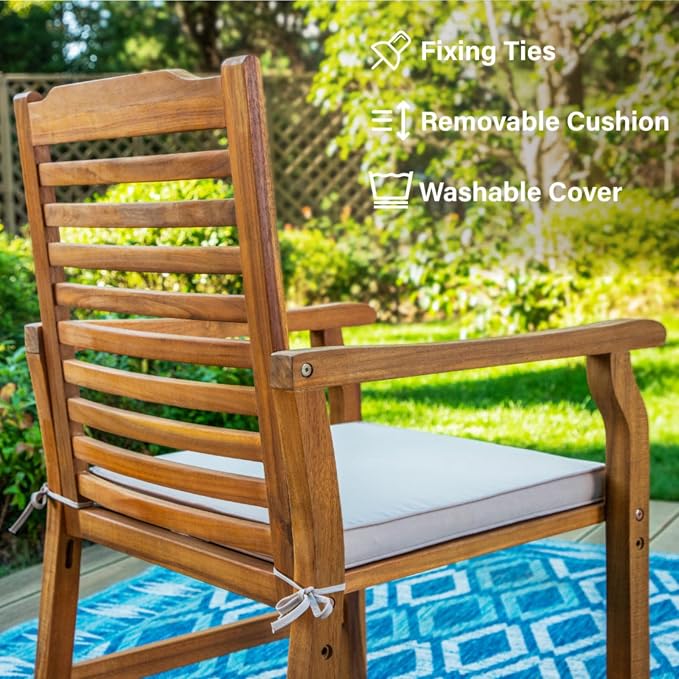 PHI VILLA 7 PCS Acacia Wood Outdoor Dining Set - Image 6
