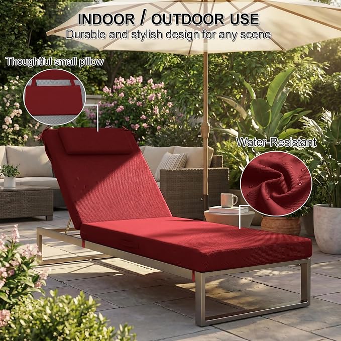 Outdoor Chaise Lounge Cushions, 71x21 Inch Olefin Water & Fade Resistant Pool - Image 5