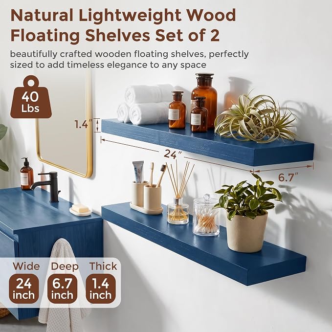 fuqing Dark Blue Floating Shelves | 24 Inch Floating Shelves - Image 3