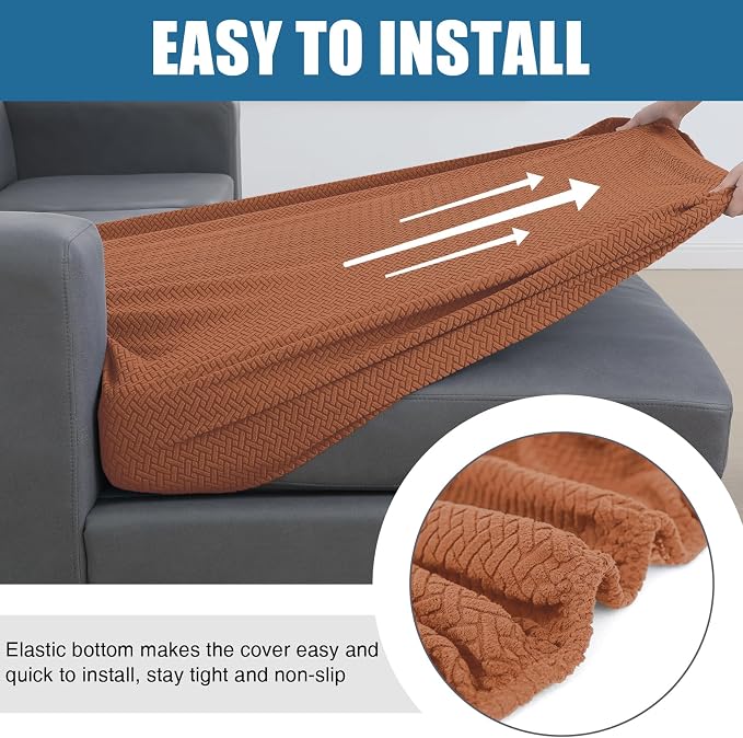 Smiry Waterproof Couch Cushion Covers, Stretch Jacquard Sectional Couch Covers - Image 4