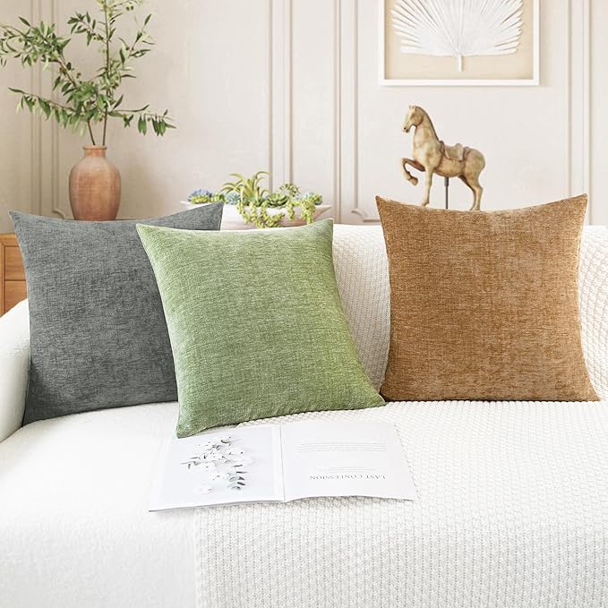 CaliTime Throw Pillow Covers Decorative 26 X 26 Inches Pack of 2 Cozy Chenille - Image 5