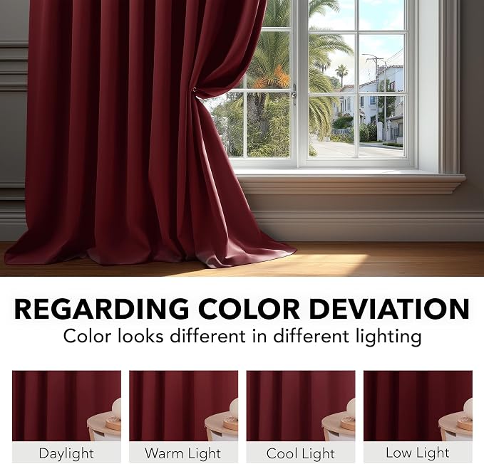 Deconovo Blackout Curtains, Thermal Insulated, W70 x L108 2 Panels, Back Tab - Image 6