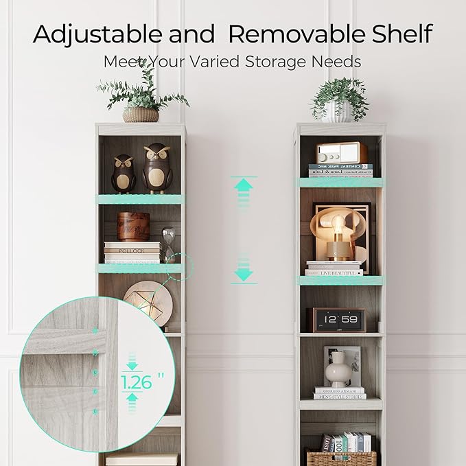 LINSY HOME 5-Shelf Bookcase, Narrow Bookshelves Floor Standing Display Storage - Image 5