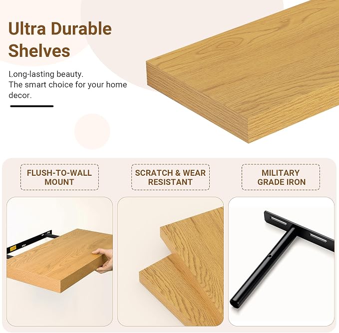 36 Inch Floating Shelves, 12 Inch Deep Floating Shelves - Image 4