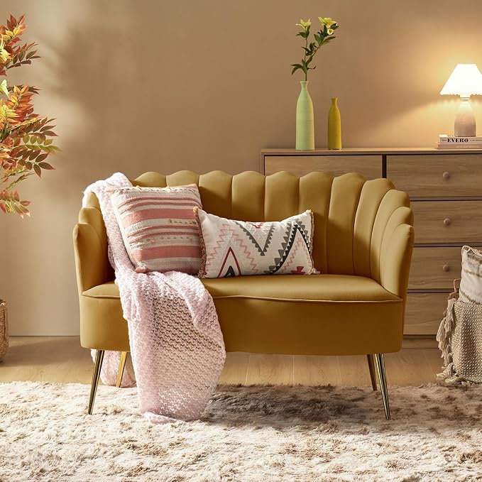 HULALA HOME Modern Velvet Loveseat Sofa - Image 7