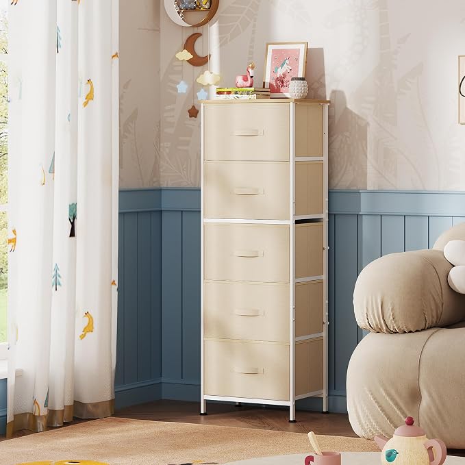 WLIVE Fabric Dresser, 5-Drawer Tall Dressers - Image 2