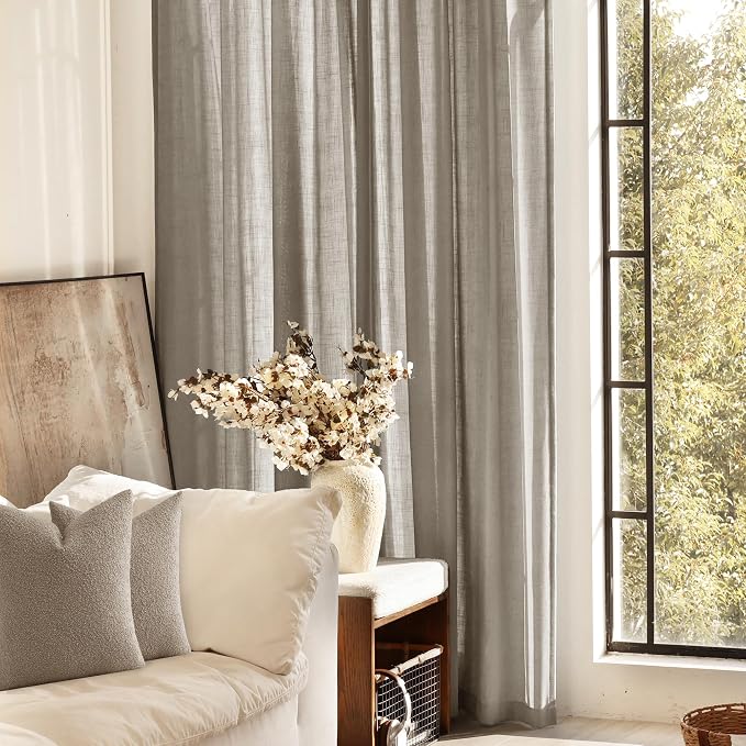 Taupe Linen Curtains 102 inches Long - Image 5
