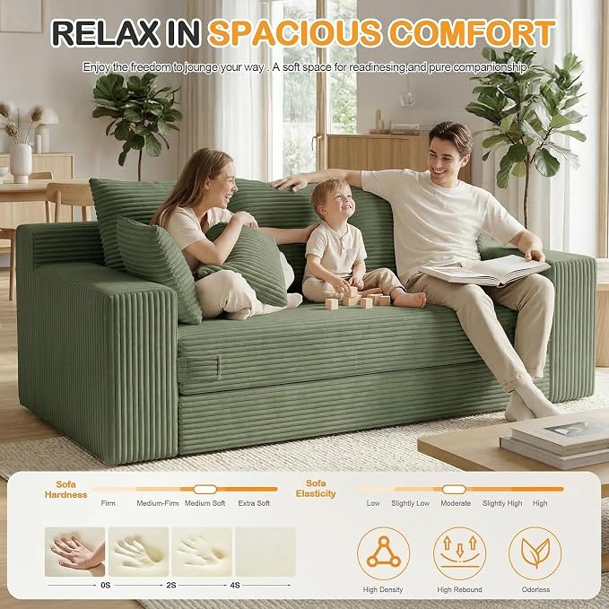 Oversize Loveseat Boneless Convertible Sofa Bed, Folding Floor Futon Sleeper - Image 4