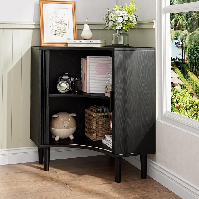 Lxsxlome Fluted Corner Cabinet, Small Corner Floor Cabinet - Image 8
