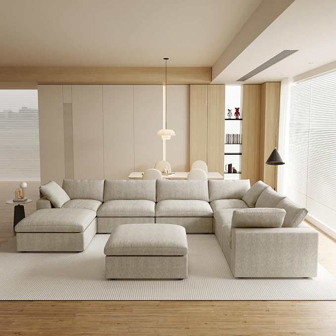 JACH 160" Cloud Sectional Couch, Overzised Down Filled Comfy Couch, 8 Seater by JACH