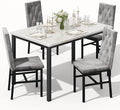 Hooseng Dining Table Set for 4, Faux Marble Small Kitchen Table Chairs Set of 4 by Hooseng
