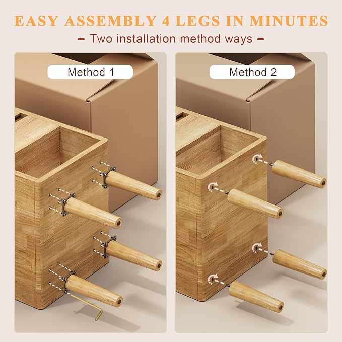 Nightstand 2 Drawers with Open Shelf Narrow Night Stand Solid Wood Bedside - Image 6