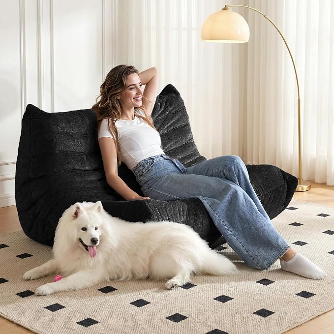 Bean Bag Chair, 2 Seater Lazy Bean Bag Sofa Memory Foam Couch, Giant Bean Bag - Image 2