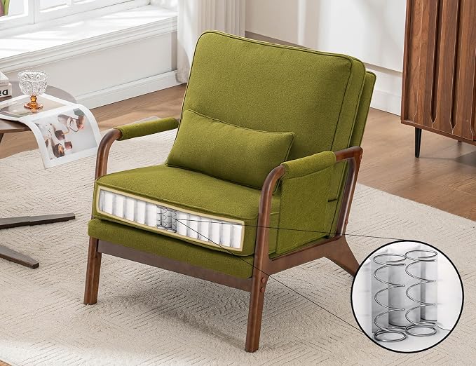 Mid Century Modern Chair Set of 2, Upholstered Lounge Arm Chair - Image 6