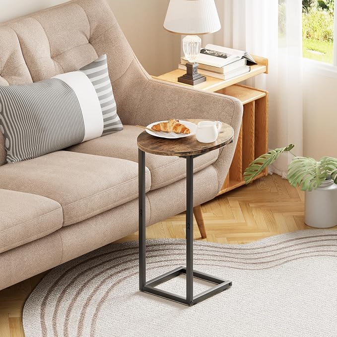 C Shaped End Table, Oval Couch Sofa Side Table - Image 3