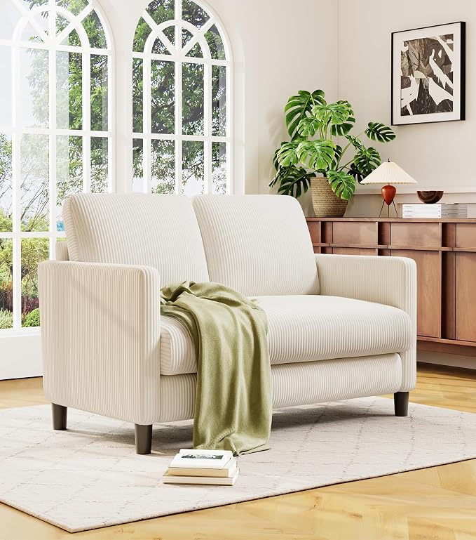 Welzona Loveseat Sofa, Comfy Corduroy Small Loveseat - Image 7