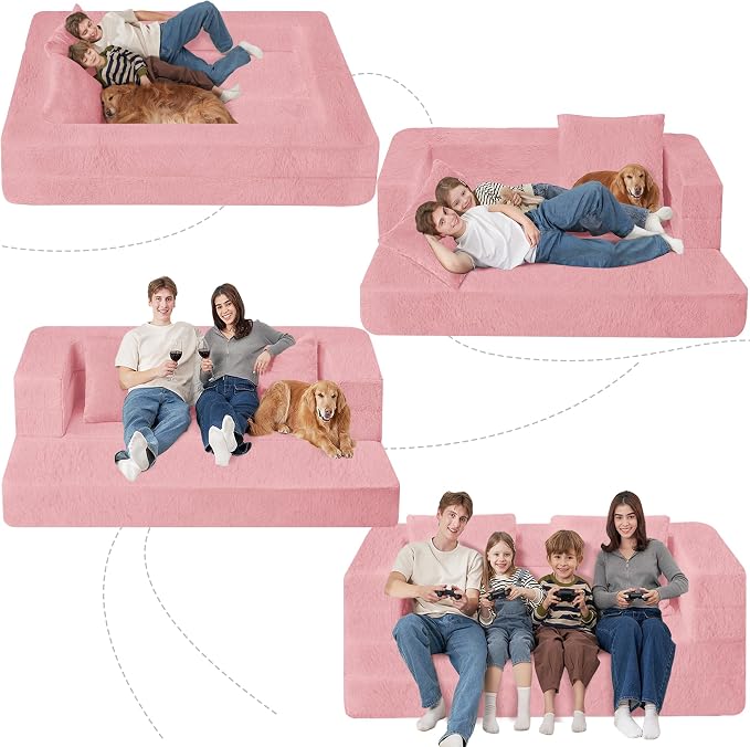 Futon Sofa Bed with Pillow, 3-in-1 Sleeper Sofa Bed with Removable Cover - Image 9