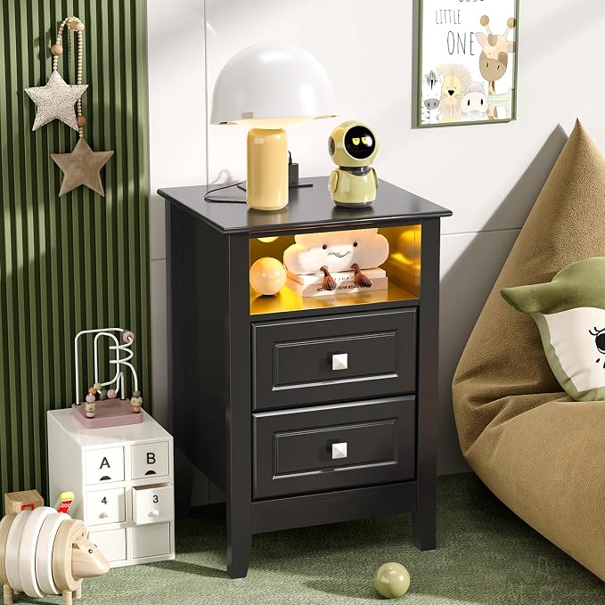Bonnlo Black Nightstand Set of 2 - Image 7