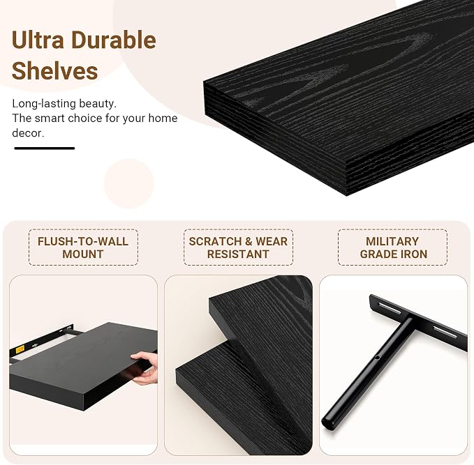 24 Inch Floating Shelves, 12 Inch Deep Floating Shelves - Image 4