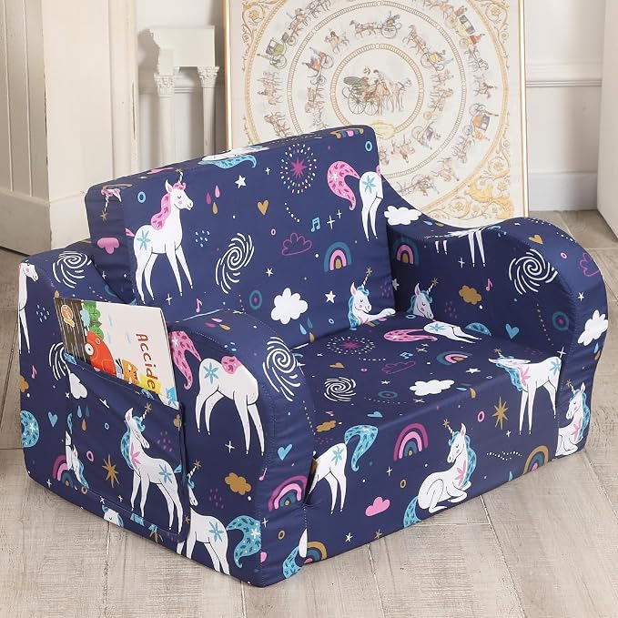 MOMCAYWEX Kids Sofa, 2-in-1 Flip-Out Foam Couch, Foldable Soft Play Lounge Chair - Image 5