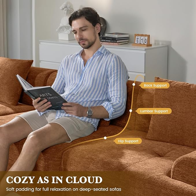 122" L Shaped Convertible Modular Couch, Cloud Couch Sectional - Image 3