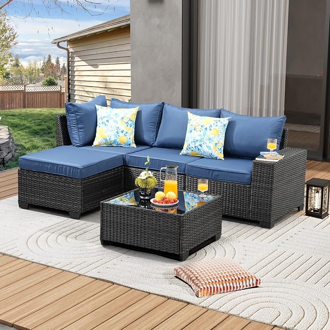 JOYURE 5 Pieces Patio Furniture Set All-Weather Outdoor Wicker Sectional by JOYURE