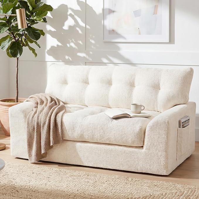 MONVANE 55.5" Convertible Loveseat Sofa, 2-in-1 Boneless Sleeper Sofa Bed Futon - Image 2