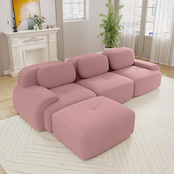 Boneless Sectional Couch, No Assembly Required, 117.3” L Shaped Modular Cloud by ModonChicSofasCouches