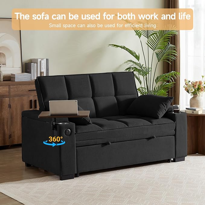 Auvsoce 65" Sleeper Sofa Bed Loveseat, Convertible Couch - Image 5