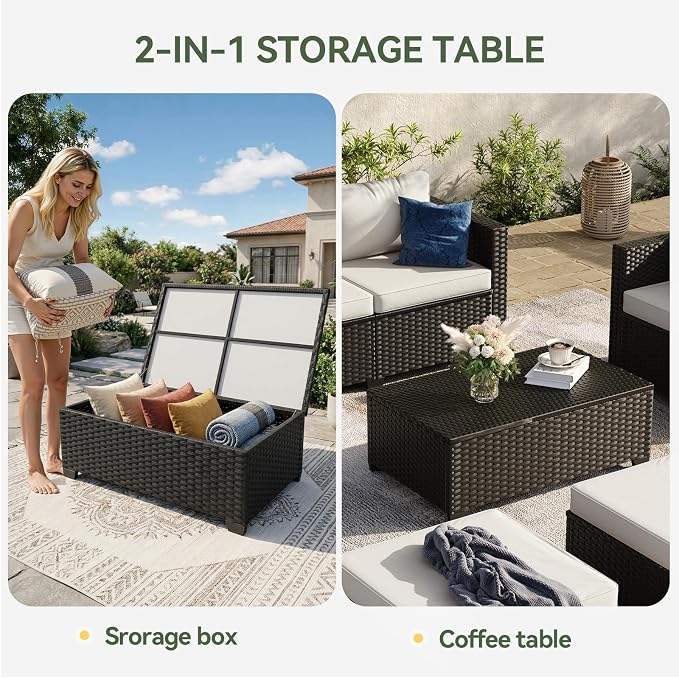 Aoxun 8 Piece Outdoor Patio Furniture Set 7 Seats, Outdoor Sectional - Image 8