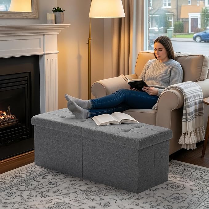 35-INCH Storage Ottoman Bench, Footrest - Image 6