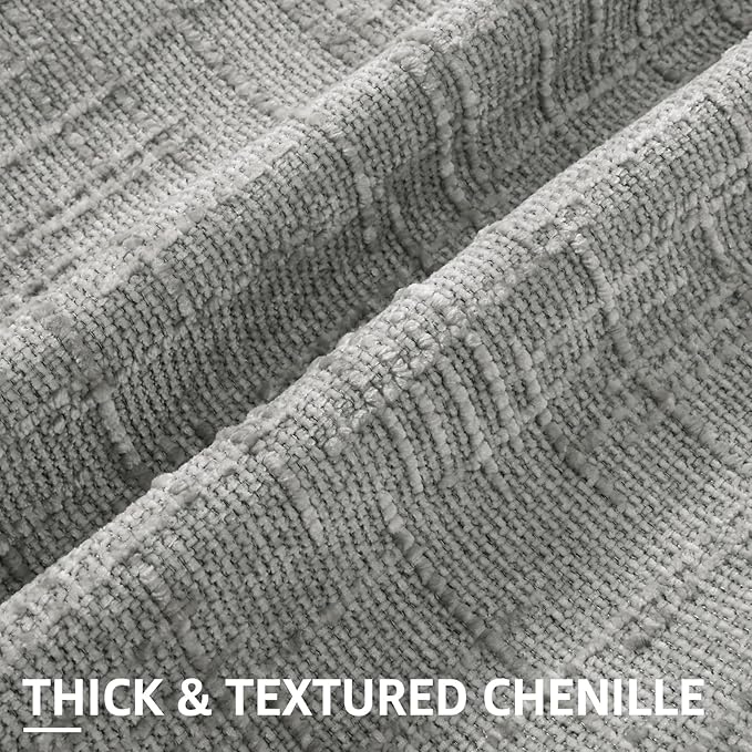 decorUhome Neutral Grey Chenille Throw Pillow Covers 18x18 Set of 2 Textured - Image 2