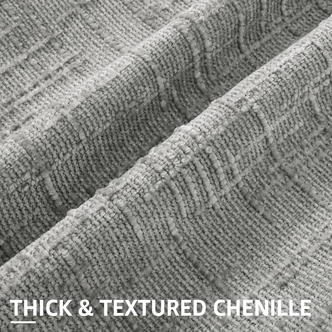 decorUhome Neutral Grey Chenille Euro Sham Throw Pillow Covers 26x26 Set of 2 - Image 2