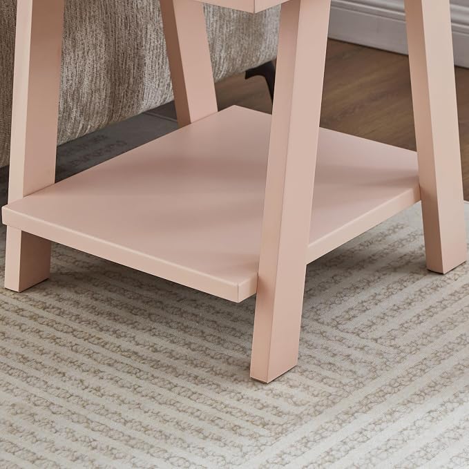 Roundhill Furniture Athens Contemporary Wood Shelf Side Table in Pink - Image 6
