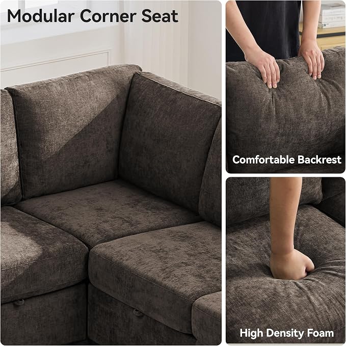 104'' V Shaped Modular Sofa, Sectional Couch - Image 4