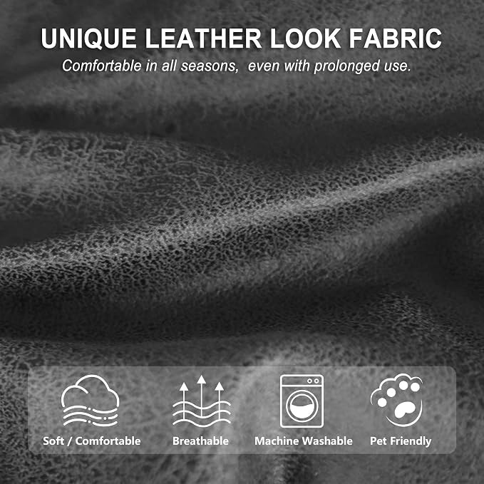 ANARACHON Leather Look Recliner Chair Covers, 4-Pieces Stretch Recliner Cover - Image 5