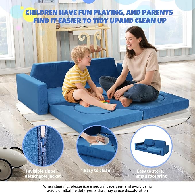 15 Pcs Modular Kids Play Couch, Toddler Couches That Fold Out, Plush Foam Chair - Image 7