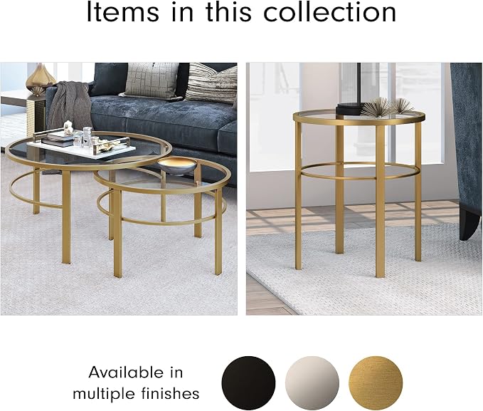 Henn&Hart Round Nested Coffee Table in Brass, Coffee Table coffee tables - Image 11