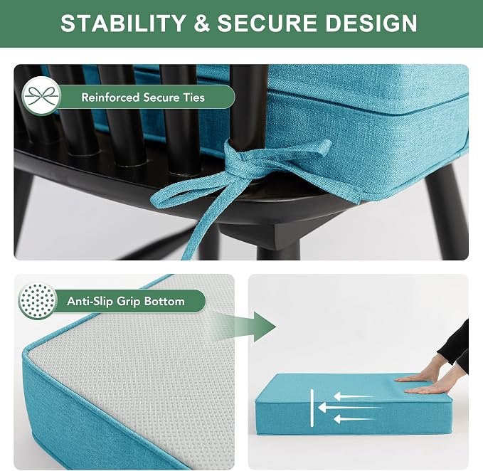Summsun Faux Linen Outdoor Chair Cushions, Water Resistant Backrest and Seat - Image 4