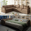 King Size Sleeper Sofas Convertible Couches, Oversized 6-Seat Sectional Sofa by LITVZ