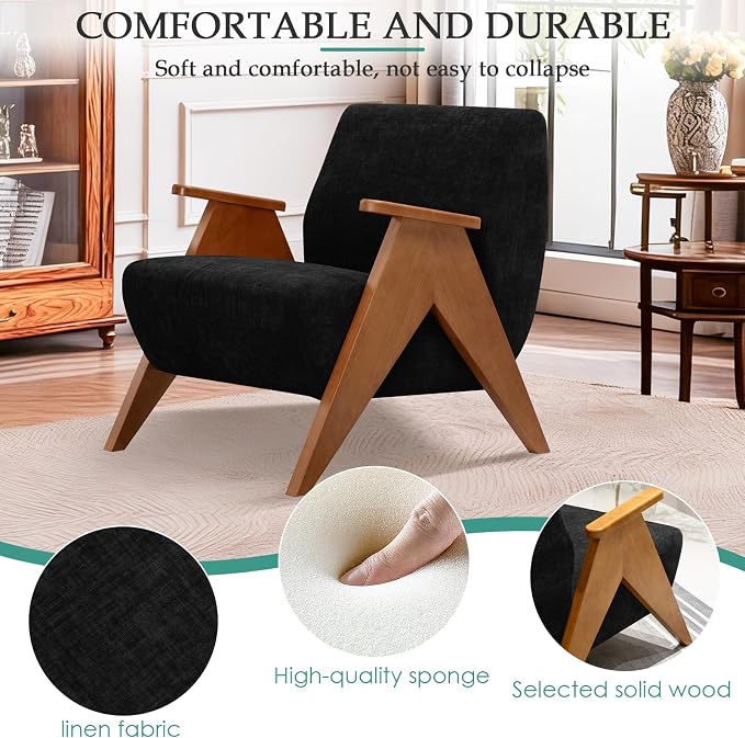 2 Pcs Home Accent Chair Mid Century Modern Accent Chair - Image 3