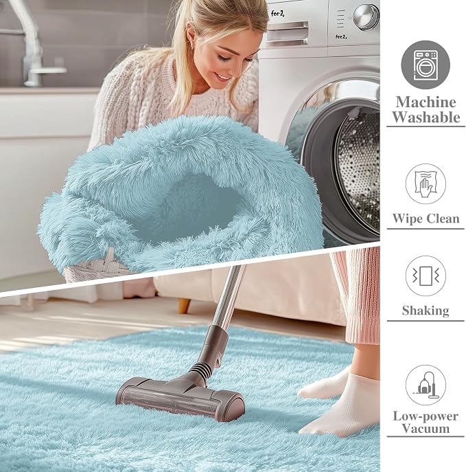 OLANLY 2x3 Machine Washable Small Bedside Rug, Soft Fluffy Shaggy Entryway - Image 2
