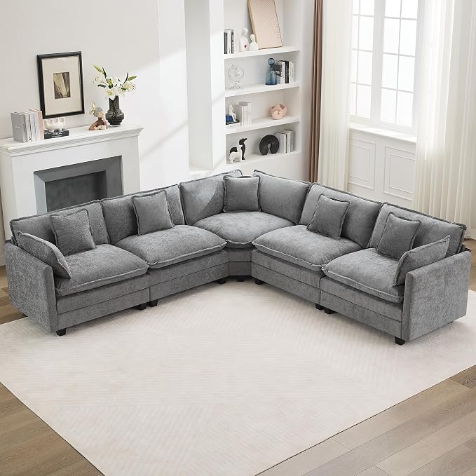 113'' V Shaped Cloud Sectional Sofa, Oversized Deep Seat Couches by WUTUTUEE