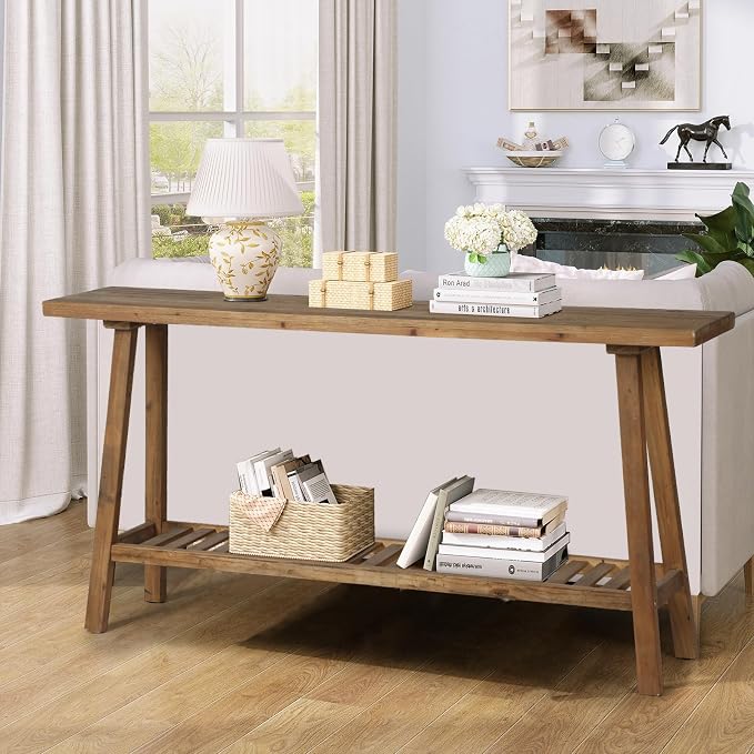 HOKYHOKY Reclaimed Solid Wood Console Table, Rectangular Couch Table Behind Sofa - Image 5